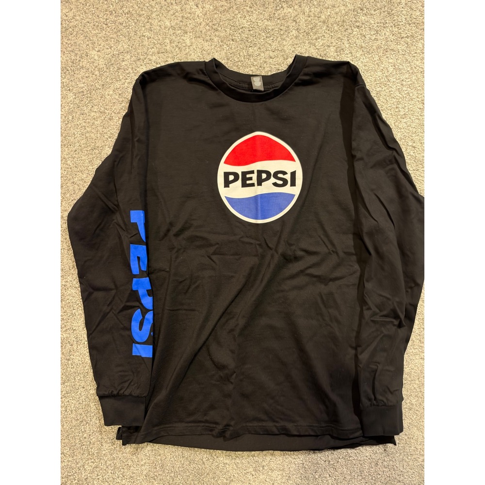 AS Colour T-Shirt Mens Large Black Pepsi Graphic Long Sleeve Logo Crew Neck Tee